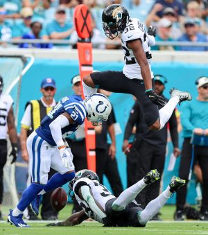 during the Jacksonville Jaquars vs Indianapolis Colts NFL game at TIAA Bank Field Stadium in Jacksonville, Fl on September 18, 2022.