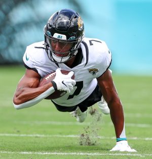 during the Jacksonville Jaquars vs Indianapolis Colts NFL game at TIAA Bank Field Stadium in Jacksonville, Fl on September 18, 2022.