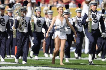 Members of the Penn State marching band perform during the Outback Bowl at Raymond James Stadium in Tampa, FL on January 1, 2022.