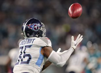 Tennessee Titans running back JULIUS CHESTNUT (36) receives a punt during the Jacksonville Jaguars vs Tennessee Titans NFL game at TIAA Bank Field Stadium in Jacksonville, Fl on January 7, 2023.