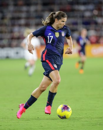 United States forward TOBIN HEATH (17) in action during the SheBelieves Cup United States vs England match at Exploria Stadium in Orlando, Fl on March 5, 2020.