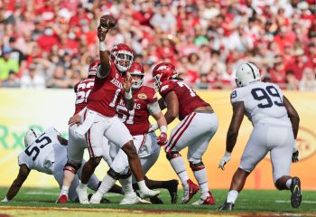 Arkansas Razorbacks quarterback KJ JEFFERSON (1) makes a pass during the Outback Bowl at Raymond James Stadium in Tampa, FL on January 1, 2022.